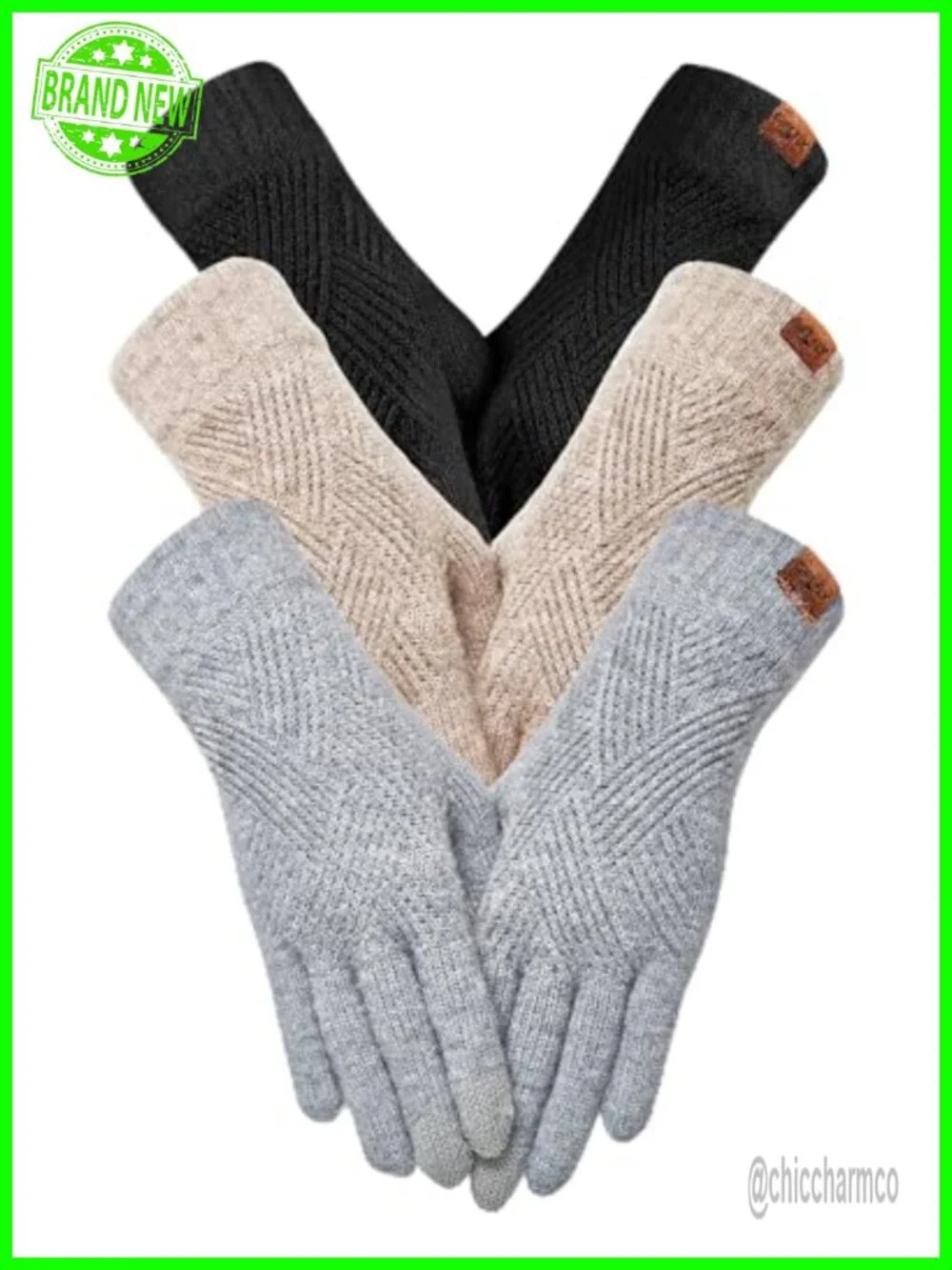 Winter Gloves for Women, 3 Pairs, Touch Screen Thermal Knit Lining Warm Gloves